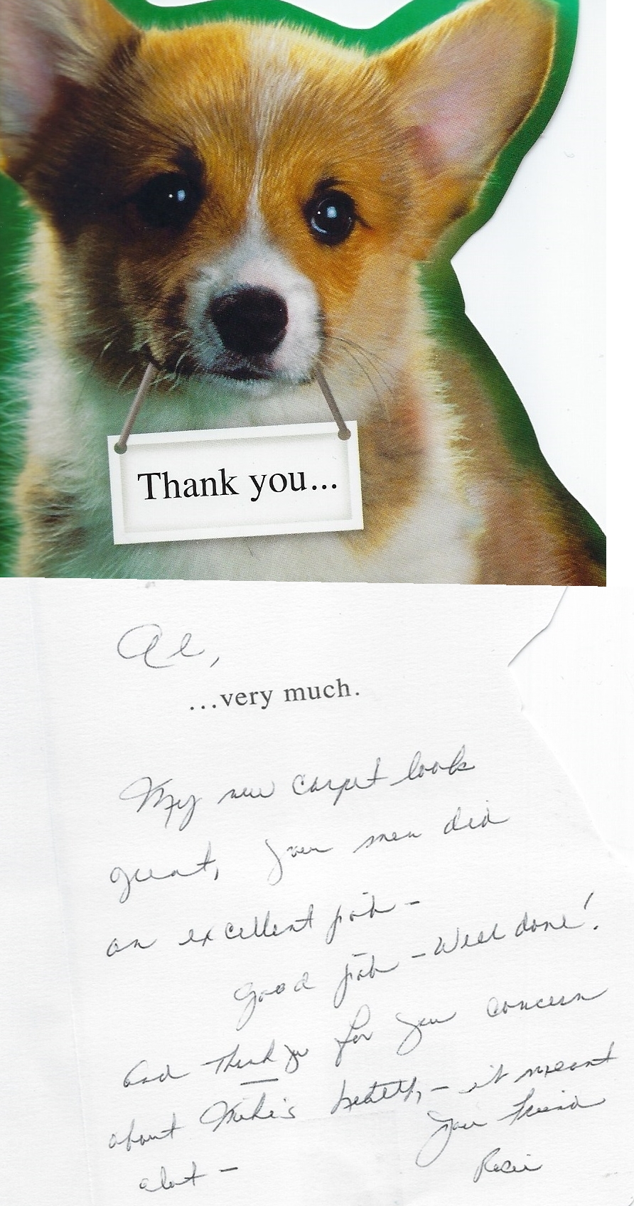 Customer card thanking us